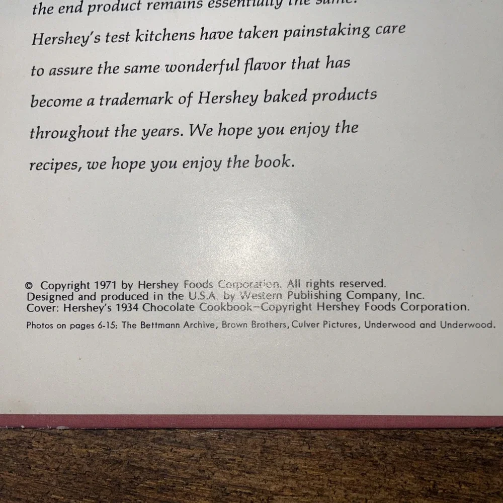 Hershey's 1934 Cookbook Revised 1971 Edition Spiral Bound 10th print Hardcover